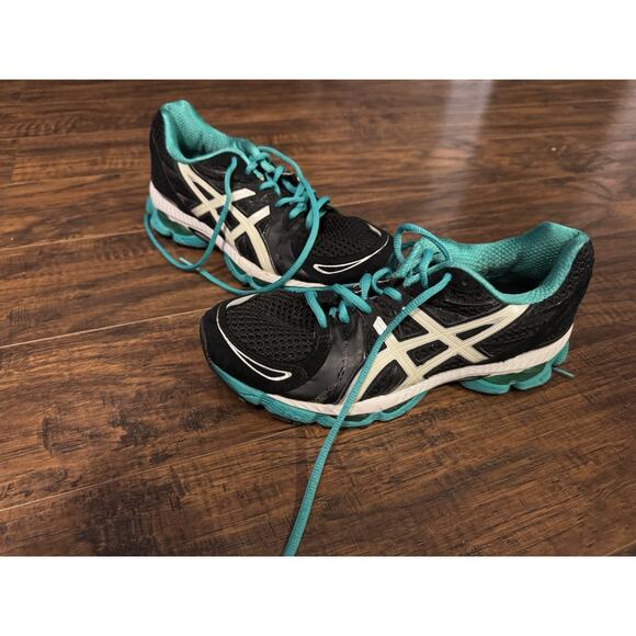 Asics Gel-nimbus 13 Womens Black And Green Size 8 T192N - Picture 1 of 7